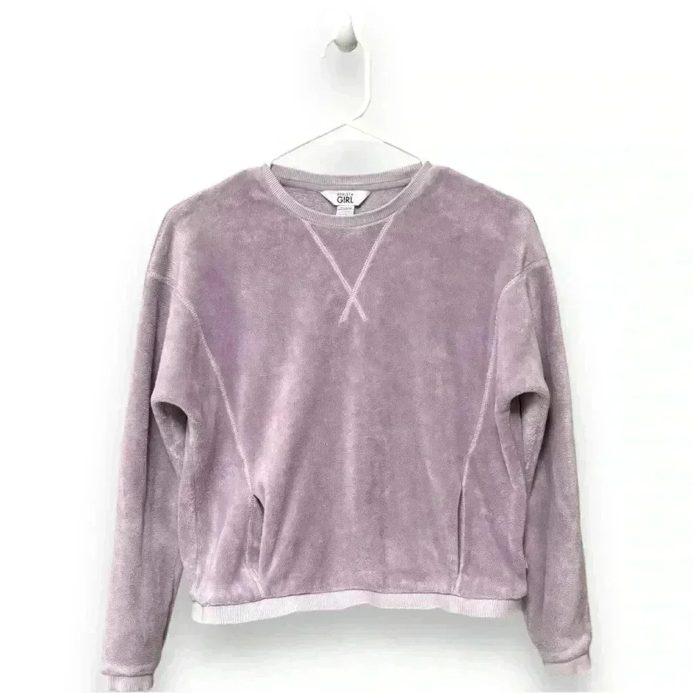 Athleta Girl Feelin Great 2.0 Sweatshirt Lilac Purple Size Lg/12 Crewneck Fleece - Picture 12 of 14